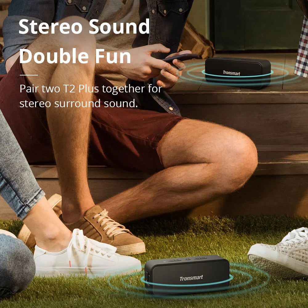 2025. T2 Plus Bluetooth 5.0 Speaker 20W Portable Speaker 24H Column IPX7 Soundbar with NFC,Voice Assistant,Micro SD