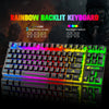 Wireless Gaming Keyboard and Mouse Combo,Rainbow Backlit Rechargeable 3800mAh Battery,87 Keys Mechanical Feel Keyboard