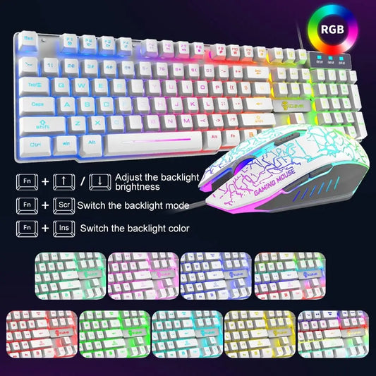 MAMBASNAKE x KUIYN T6 Wired Gaming Keyboard and Mouse Combo with Rainbow LED Backlight