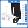 AOSU 100% Wire-free 3MP Wifi Solar Camera Outdoor Built-in Battery Security Camera Color Night Vision 2-Way Audio CCTV Cam