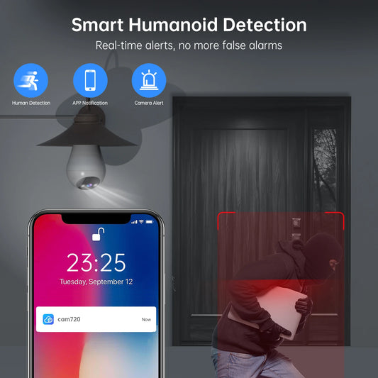 JOOAN 2K IP Camera Wifi E27 Bulb Surveillance Camera Home Auto Tracking Two Way Audio Security Baby Monitor Wireless CCTV Camera