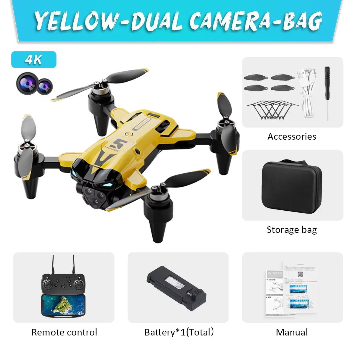 KBDFA New M5 Max Drone 8K Professinal 4K HD Camera Wide Angle Optical Flow Localization Brushless Motor RC Quadcopter Apron Sell