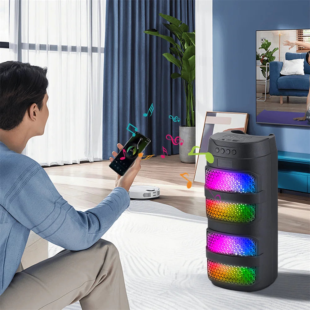 3000W Bluetooth Speaker Dual 4 inch Speaker Stereo Outdoor Portable Subwoofer 5.0 Wireless Speaker Led light Rechargeable