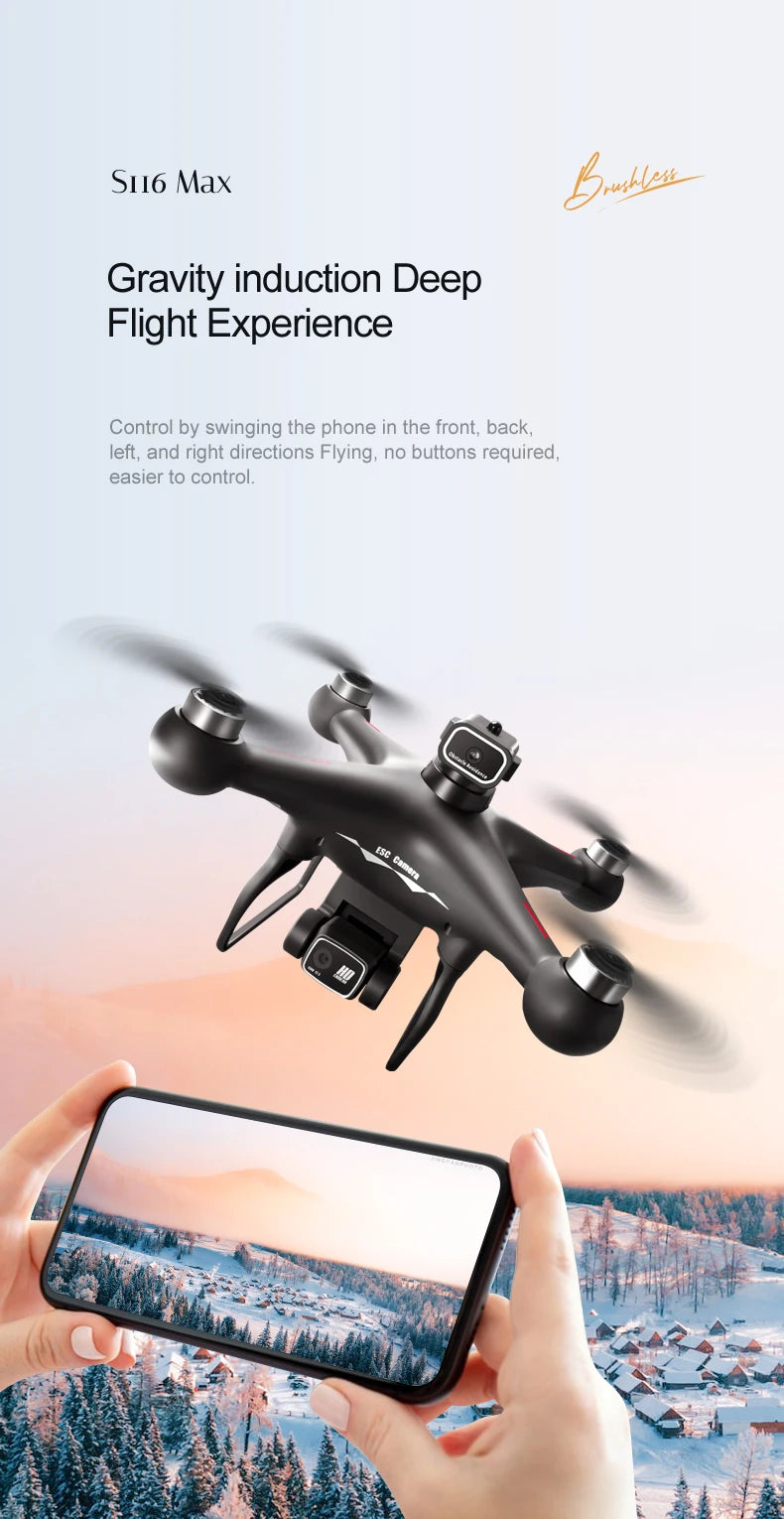S116 MAX Drone WIFI FPV Professional 5G HD Dual ESC Camera Optical Flow Brushless 360° Obstacle Avoidance RC Dron Toys