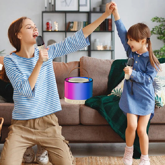 Bluetooth-Compatible 5.3 Portable Karaoke Machine with Wireless Mic Mini Home Theater Speakers Small Speaker for Home Karaoke