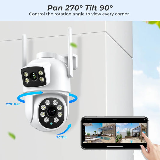 8MP 4K Outdoor Wifi Security Camera Dual Lens Dual Screens Video Surveillance Camera Home Smart Human Detection ICSEE APP