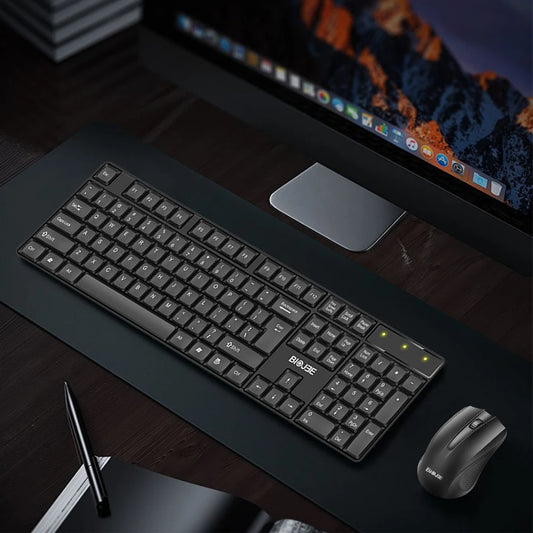 2.4G Wireless Keyboard and Mouse Combo USB Receiver Silent Full-Size Mouse and Keyboard Office Keyboard for PC/Laptop/Windows