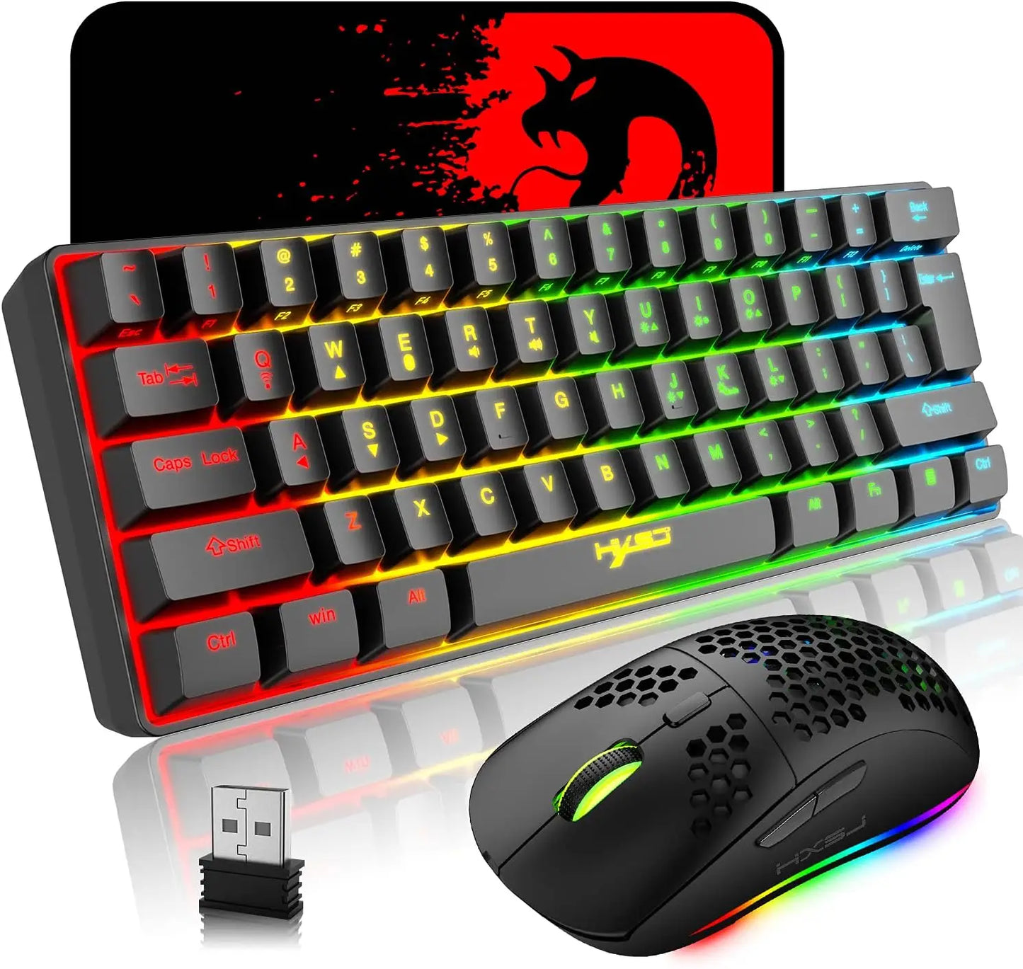 MAMNASNAKE L500 Wireless Gaming Keyboard and Mouse Combo, Mechanical Feeling Keyboard with Bluetooth 5.1&2.4G Wireless Dual Mode