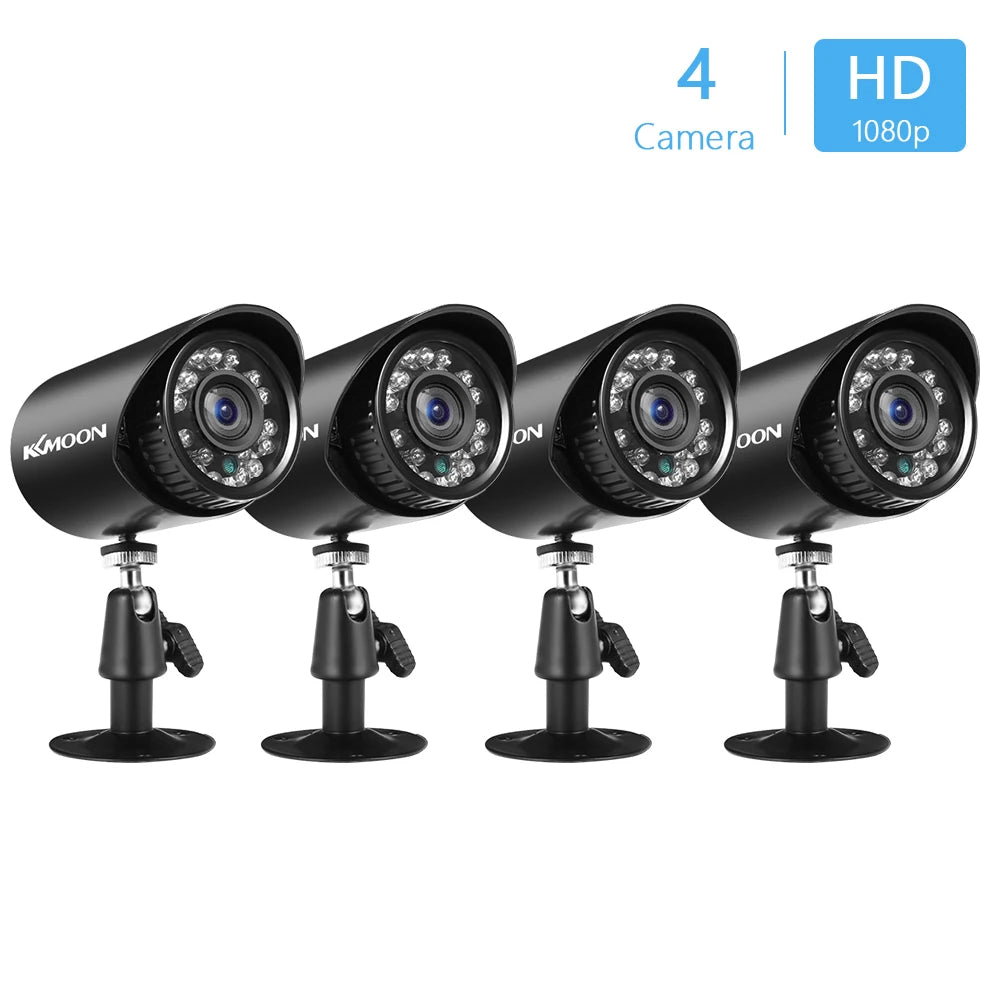 4pcs Full High Definition 1080P 2MP Security Analog Cameras Weatherproof CCTV Surveillance Camera Night Vision Motion Detection