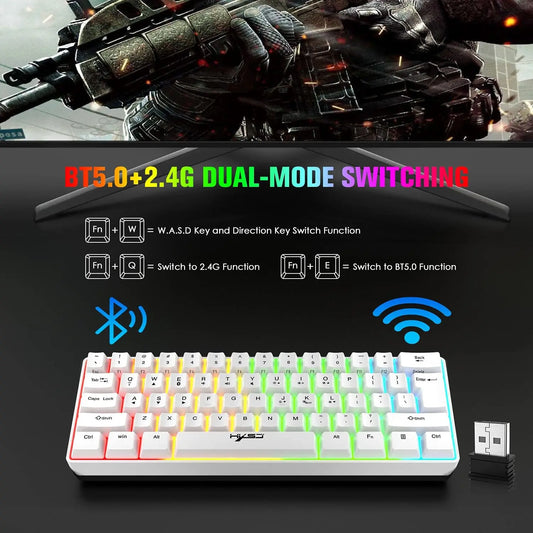 MAMNASNAKE L500 Wireless Gaming Keyboard and Mouse Combo, Mechanical Feeling Keyboard with Bluetooth 5.1&2.4G Wireless Dual Mode