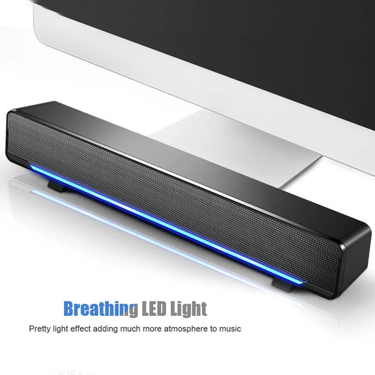 USB Wired Soundbar USB Wired Stereo Soundbar Music Player Bass Surround Sound Box 3.5mm Input for PC Cellphones Stereo Soundbar