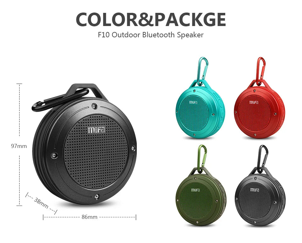 MIFA F10 Outdoor Wireless Bluetooth Stereo Portable Speaker Built-in mic Shock Resistance IPX6 Waterproof Speaker with Bass