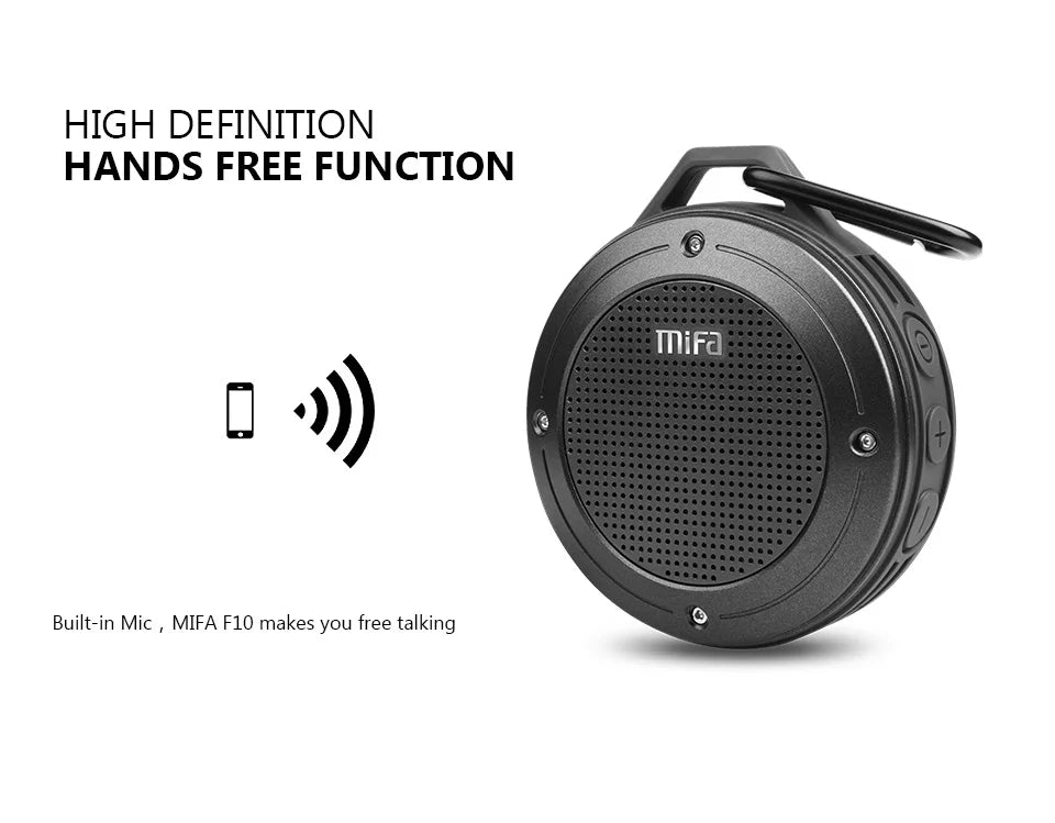 MIFA F10 Outdoor Wireless Bluetooth Stereo Portable Speaker Built-in mic Shock Resistance IPX6 Waterproof Speaker with Bass