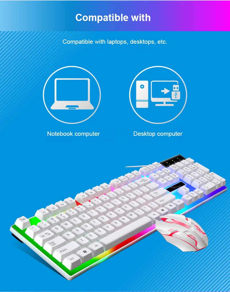 Keyboard Mouse Set G21B-RGB-BA Mechanical Gaming Keyboard And Mouse Combo Wired RGB   Computer Laptop Gamer