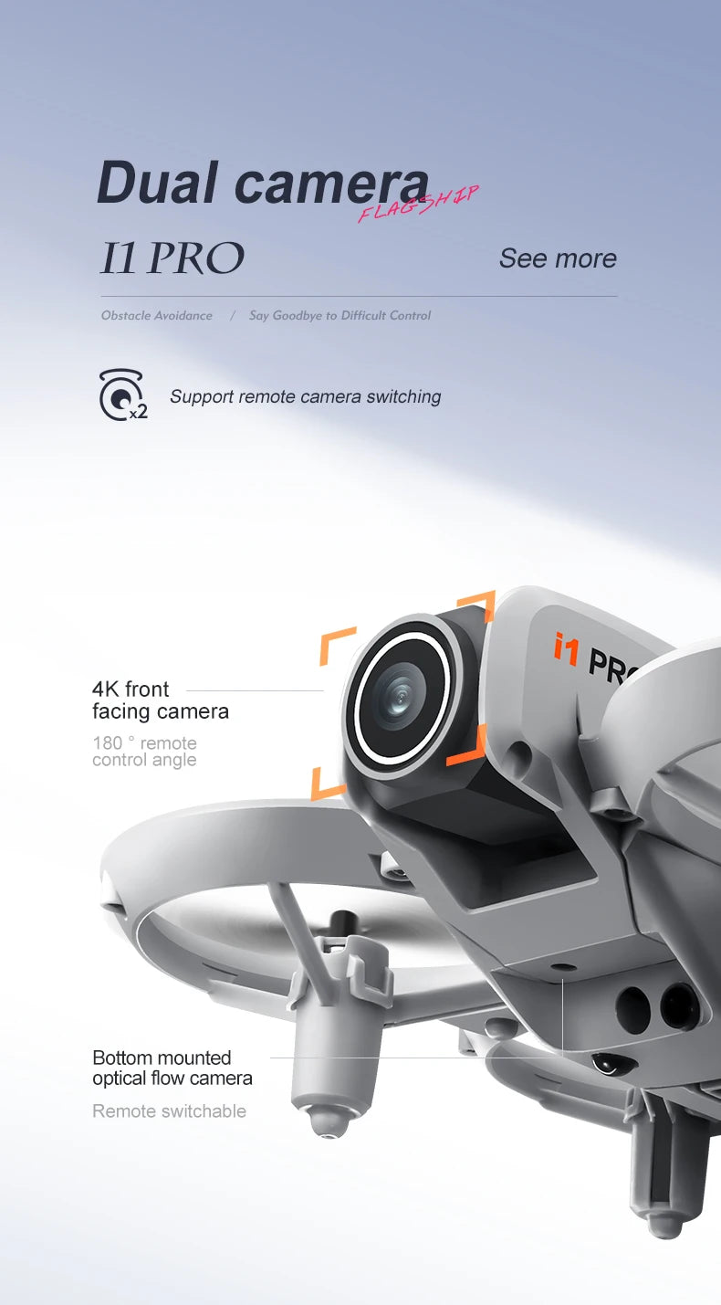 i1 PRO Mini Drone 8K HD Dual Camera Aerial Obstacle Avoidance Optical Flow Hover Avoidance Four-Axis RC Drone 10000M For Xiaomi