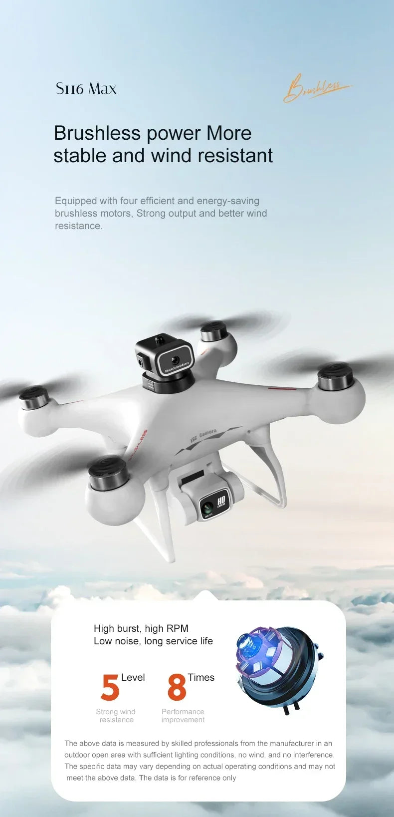 The New S116 MAX Drone with Powerful Brushless Motors, Dual Cameras and Long Battery Life Is The Perfect Gift for Beginners!
