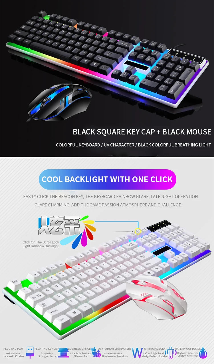 RGB Gaming Keyboard Gamer Keyboard And Mouse Kit Wired Mechanical Keyboard Gaming Keyboard And Mouse Combo    Gamers