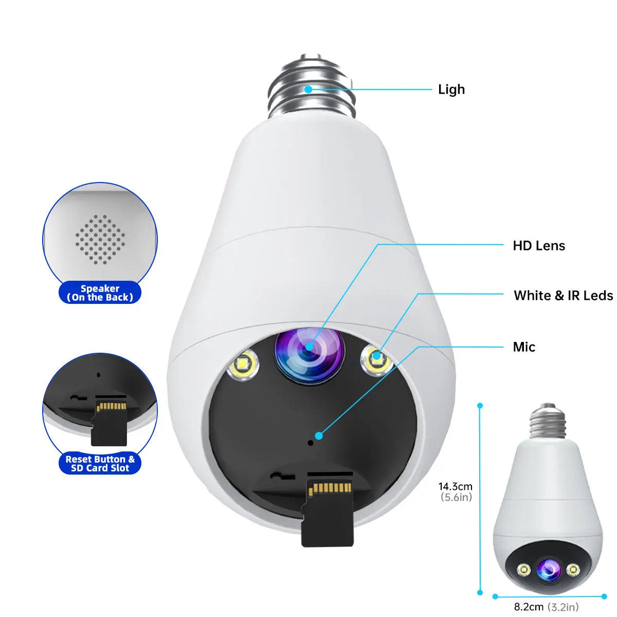JOOAN 2K IP Camera Wifi E27 Bulb Surveillance Camera Home Auto Tracking Two Way Audio Security Baby Monitor Wireless CCTV Camera