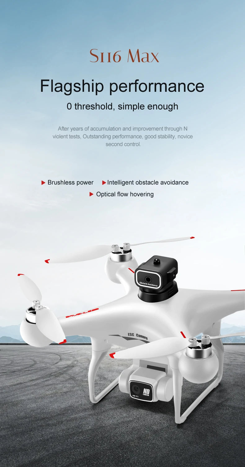 S116 MAX Drone  WIFI FPV Professional 5G HD Dual ESC Camera Optical Flow Brushless 360° Obstacle Avoidance RC Dron Toys