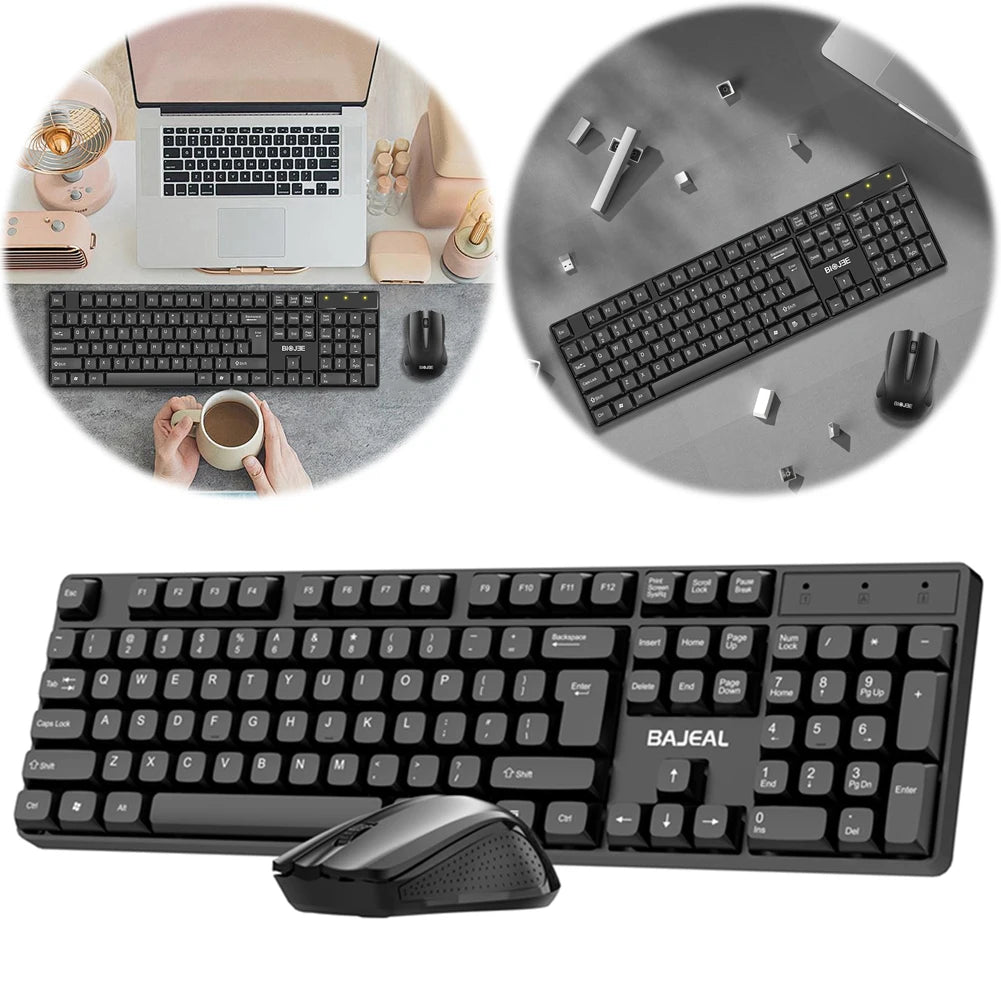 2.4G Wireless Keyboard and Mouse Combo USB Receiver Silent Full-Size Mouse and Keyboard Office Keyboard for PC/Laptop/Windows