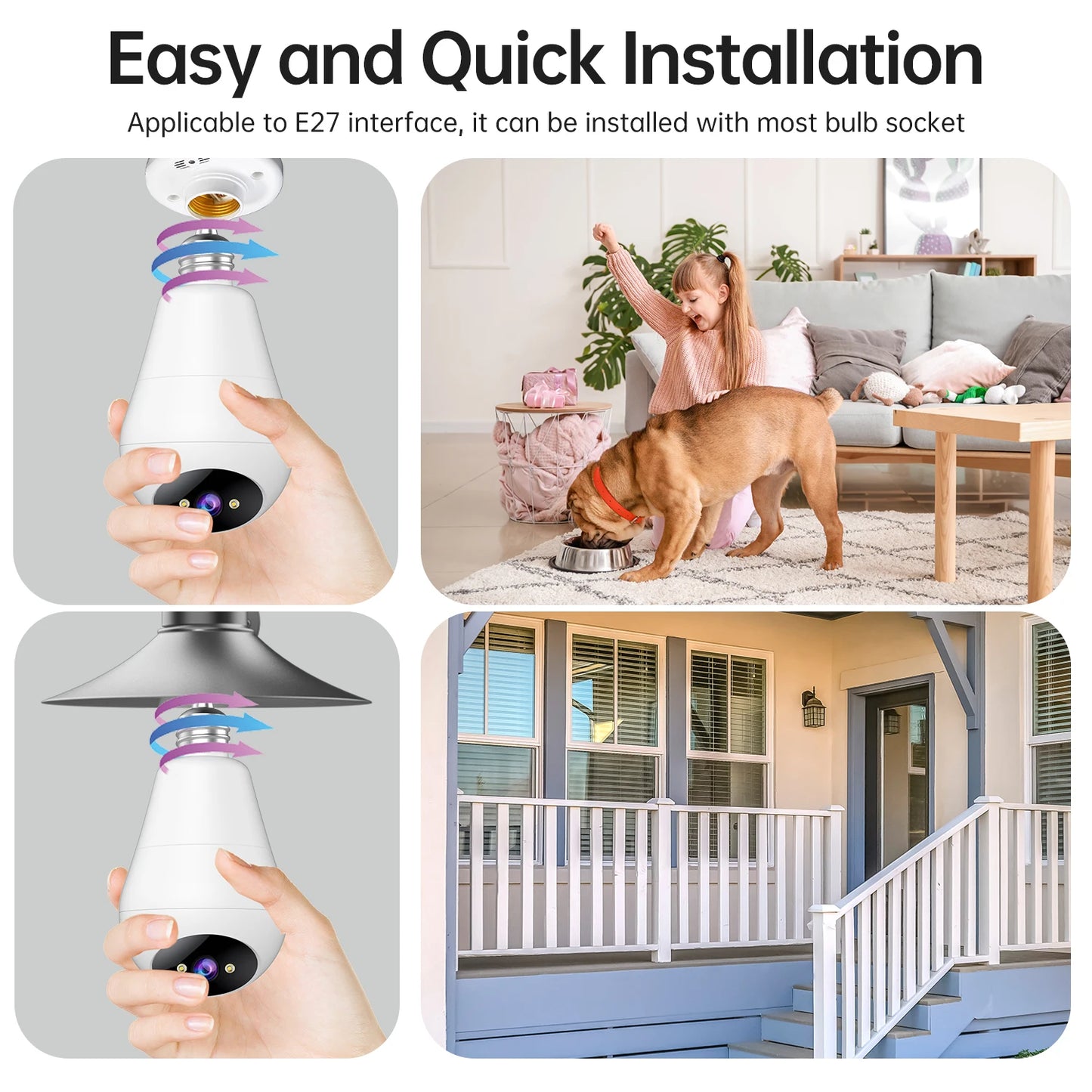JOOAN 2K IP Camera Wifi E27 Bulb Surveillance Camera Home Auto Tracking Two Way Audio Security Baby Monitor Wireless CCTV Camera