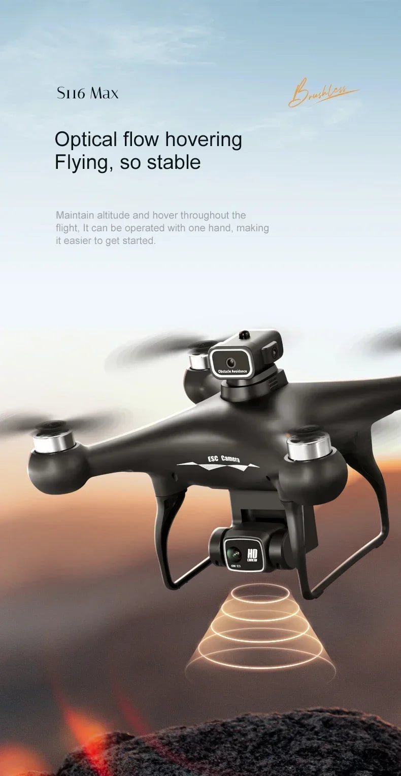 The New S116 MAX Drone with Powerful Brushless Motors, Dual Cameras and Long Battery Life Is The Perfect Gift for Beginners!