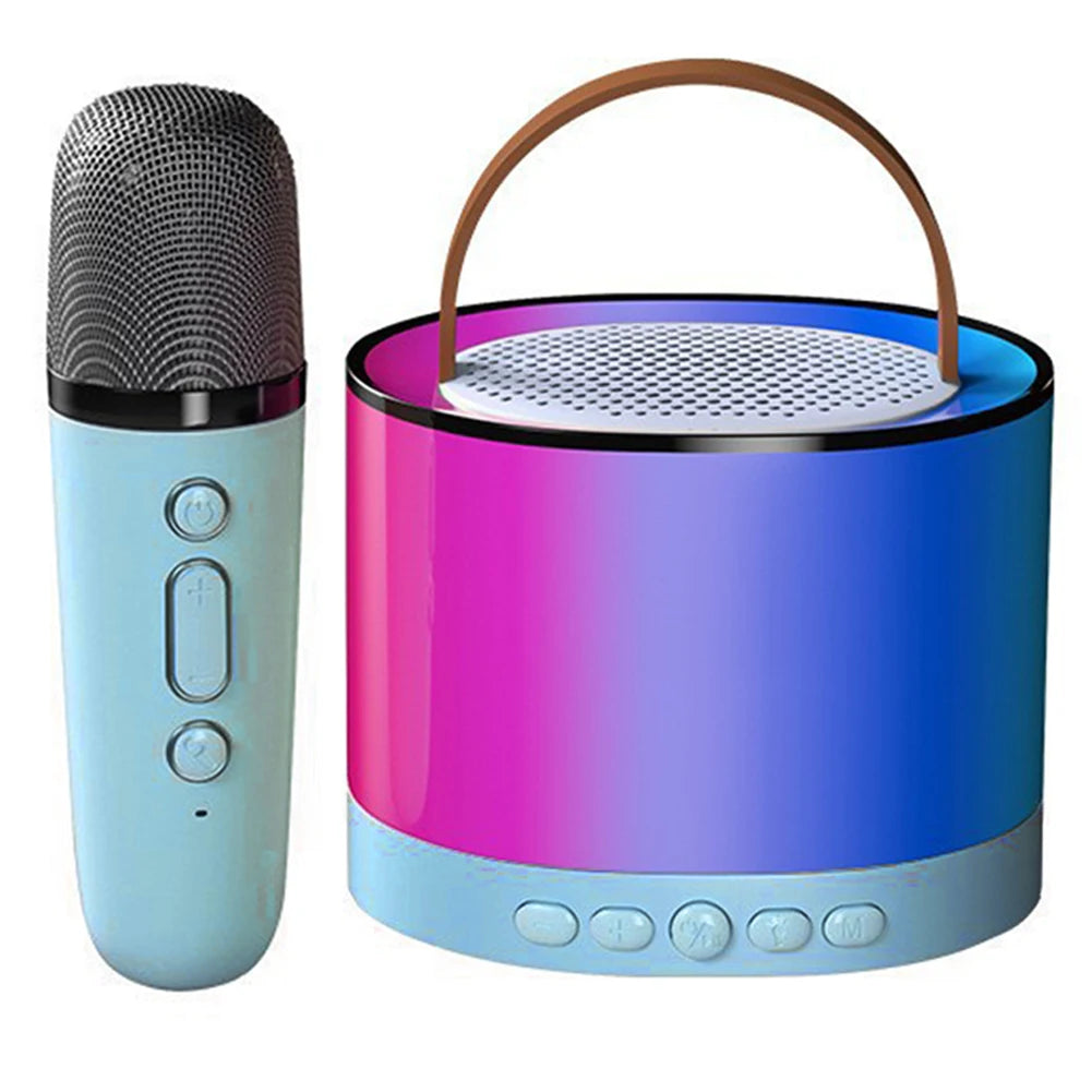Bluetooth-Compatible 5.3 Portable Karaoke Machine with Wireless Mic Mini Home Theater Speakers Small Speaker for Home Karaoke