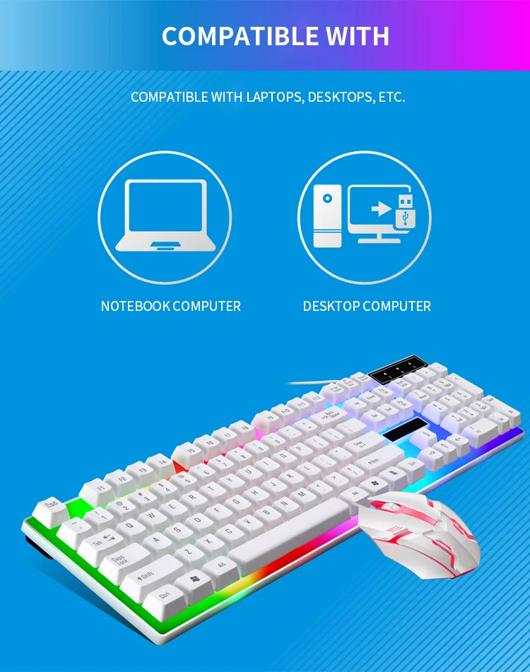 RGB Gaming Keyboard Gamer Keyboard And Mouse Kit Wired Mechanical Keyboard Gaming Keyboard And Mouse Combo    Gamers