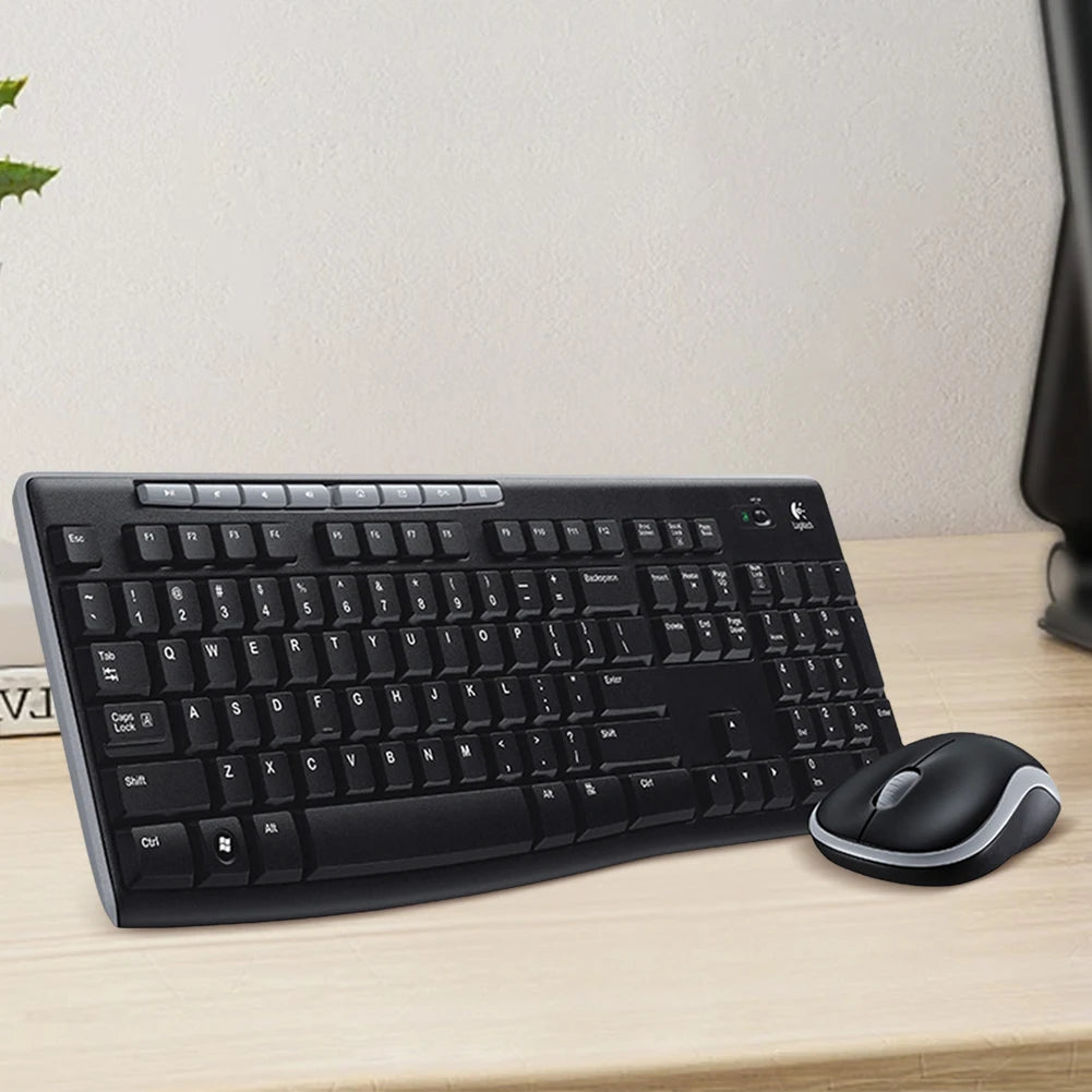 Logitech MK270 Wireless Keyboard Mouse Set Office 2.4G Computer 104 Keys Full Size Keyboard with USB Receiver 1000dpi for PC