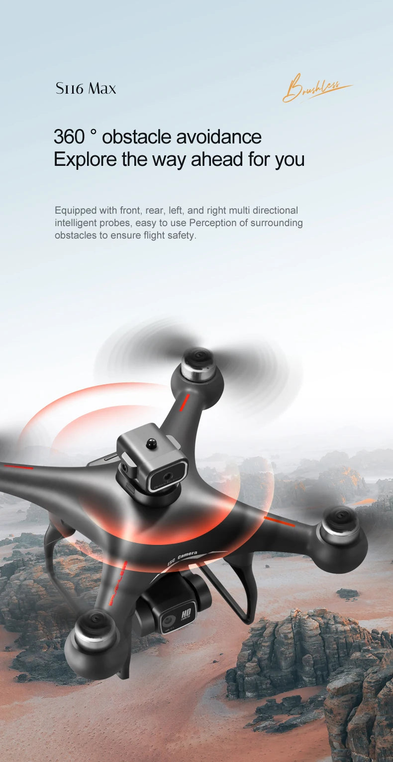 S116 MAX Drone  WIFI FPV Professional 5G HD Dual ESC Camera Optical Flow Brushless 360° Obstacle Avoidance RC Dron Toys
