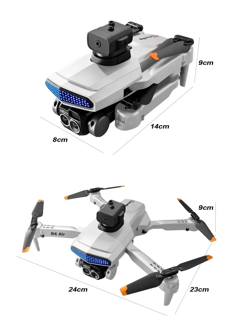 New D6 8K Drone Professional HD Dual Camera Optical Flow Localization Obstacle Avoidance WIFI FPV RC Foldable Quadcopter Toys