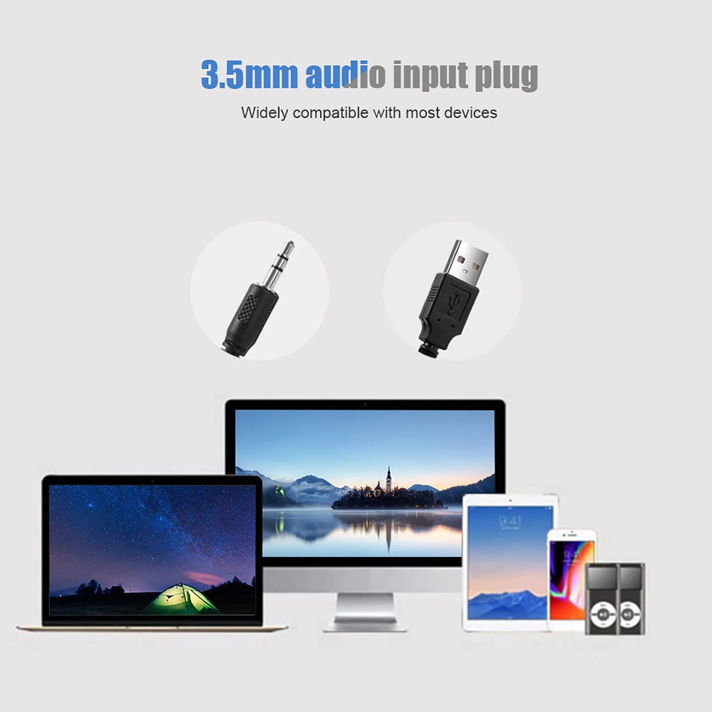 USB Wired Soundbar USB Wired Stereo Soundbar Music Player Bass Surround Sound Box 3.5mm Input for PC Cellphones Stereo Soundbar