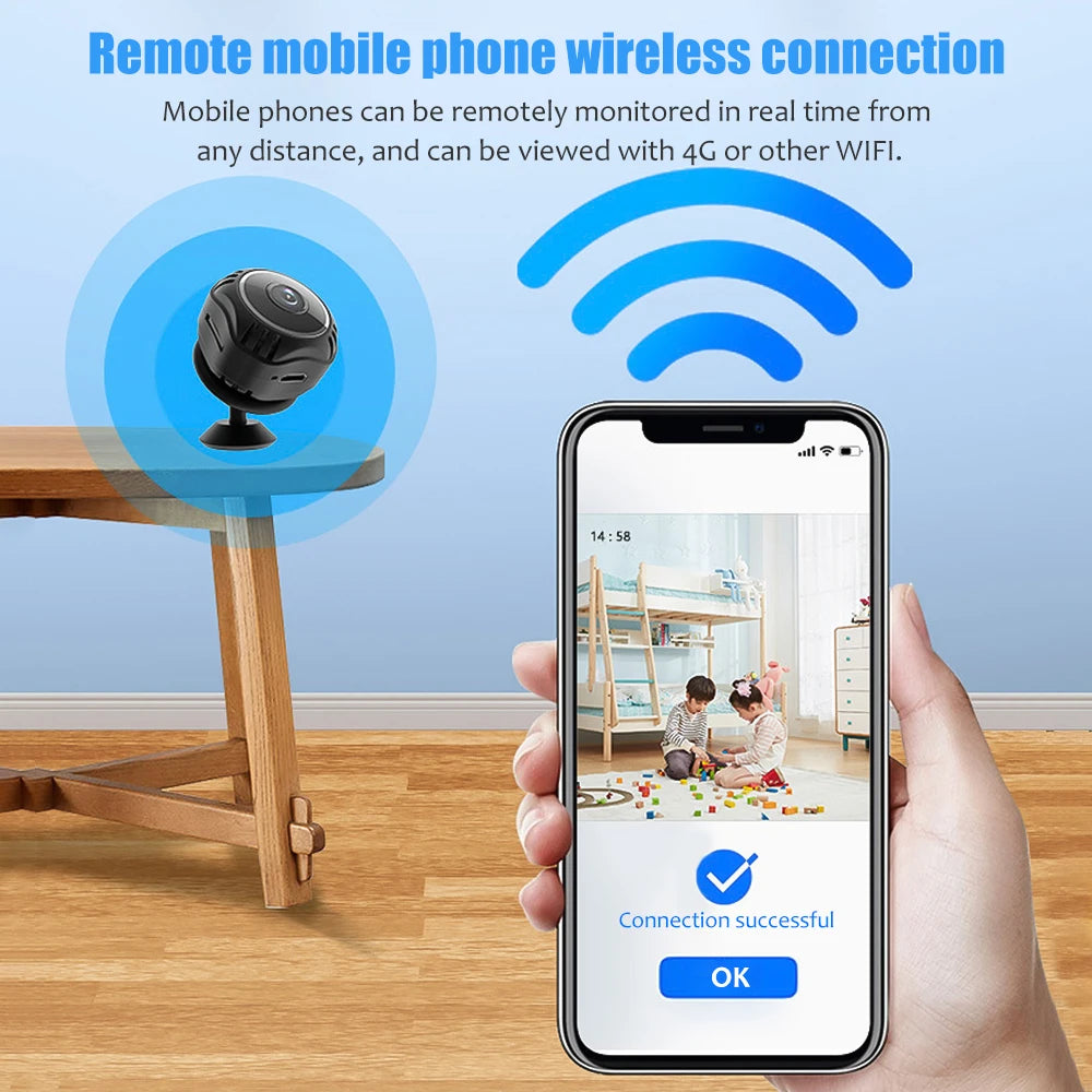 Mini Camera WiFi HD 1080P IP Night Vision Audio Video Camcorder Home Baby Monitor Indoor Safety Security Smart Surveillance