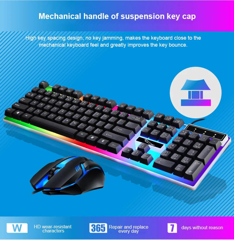 Keyboard Mouse Set G21B-RGB-BA Mechanical Gaming Keyboard And Mouse Combo Wired RGB   Computer Laptop Gamer