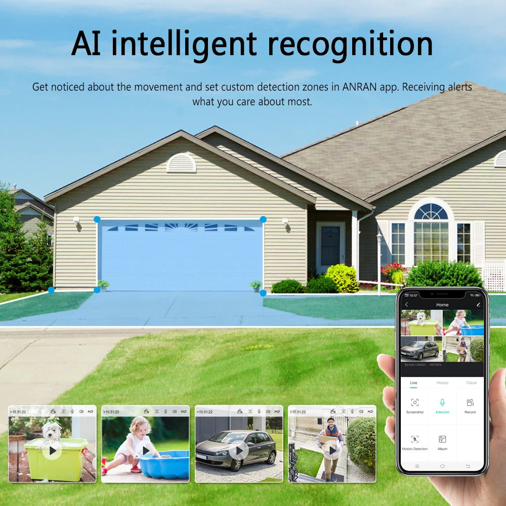 ANRAN 2K Rechargeable Battery Camera 2.4G WiFi Camera Wireless Home Surveillance Security Cameras PIR ,IP65 ,work with ANRAN app
