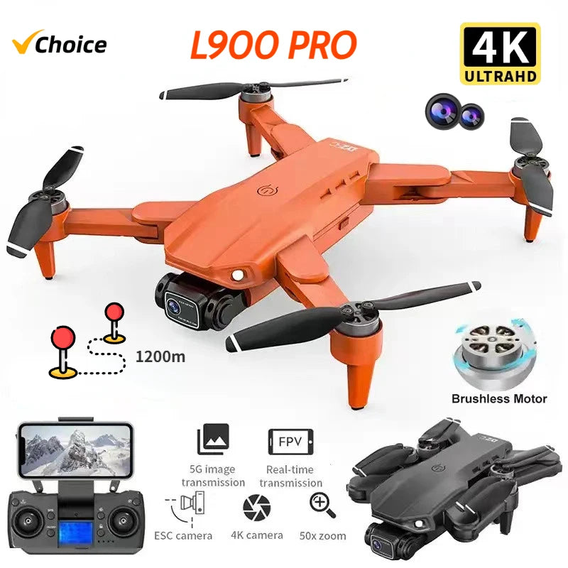 Drone L900 Pro 4K Professional 5G GPS HD Dual Camera Photography Brushless Foldable Quadcopter RC Distance 1.2KM Drones Toys
