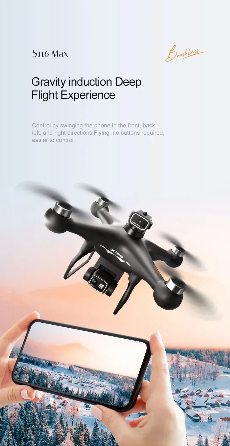 The New S116 MAX Drone with Powerful Brushless Motors, Dual Cameras and Long Battery Life Is The Perfect Gift for Beginners!