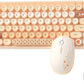 308i Pink Wireless 2.4G Keyboard and Mouse Set, Gradient Cute Round Keycaps for Retro Typewriter