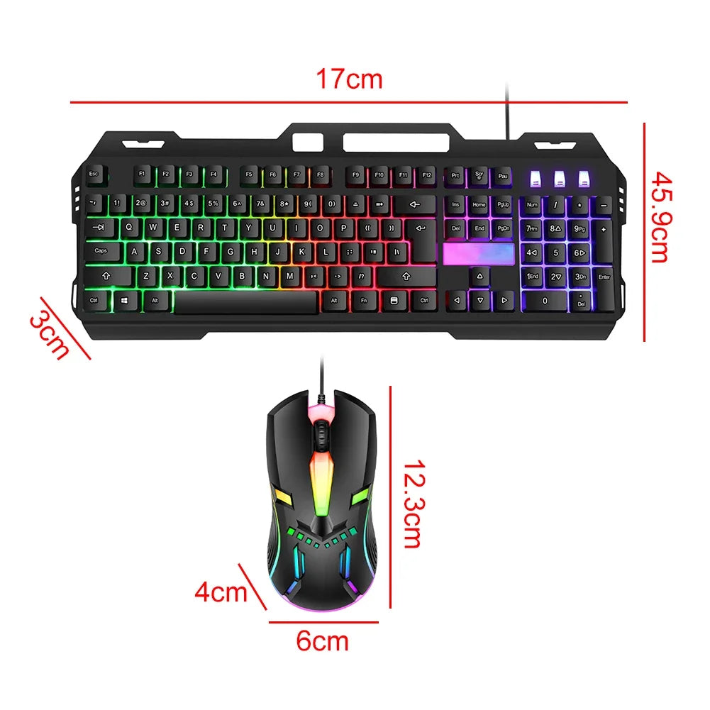 Wired Gaming Keyboard & Mouse Combo Set with Backlight Mechanical Feel Keyboard Mouse  Laptop  Computer Game and Work