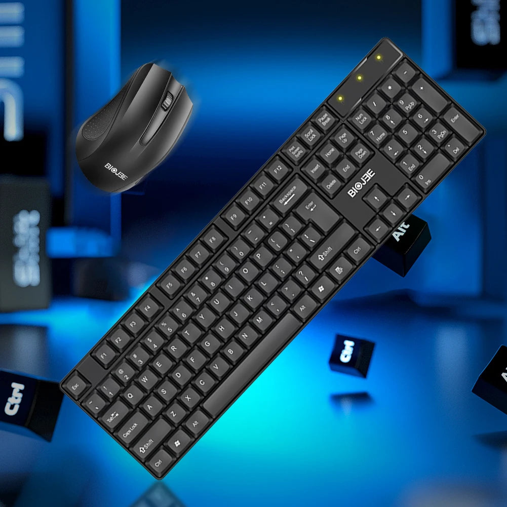2.4G Wireless Keyboard and Mouse Combo USB Receiver Silent Full-Size Mouse and Keyboard Office Keyboard for PC/Laptop/Windows