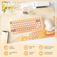 308i Pink Wireless 2.4G Keyboard and Mouse Set, Gradient Cute Round Keycaps for Retro Typewriter