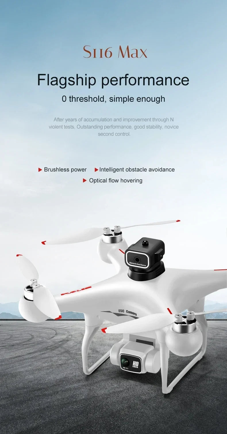 The New S116 MAX Drone with Powerful Brushless Motors, Dual Cameras and Long Battery Life Is The Perfect Gift for Beginners!