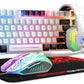 MANBASNAKE T11 Wired Gaming Keyboard and Mouse Headset Combo,Rainbow LED Backlit Wired Keyboard