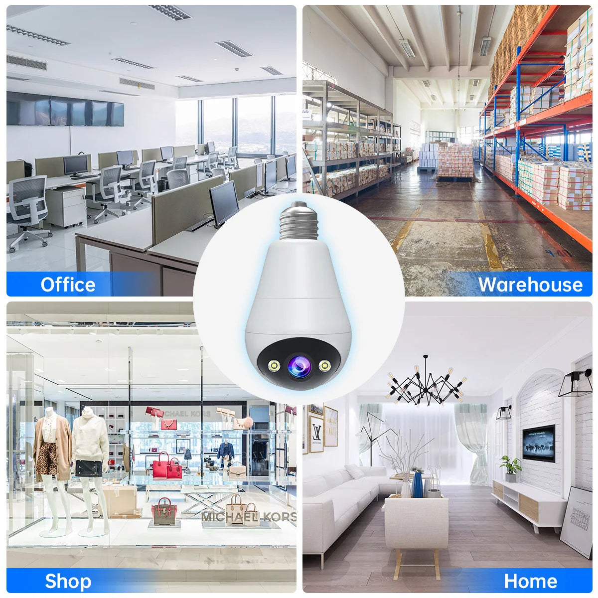 JOOAN 2K IP Camera Wifi E27 Bulb Surveillance Camera Home Auto Tracking Two Way Audio Security Baby Monitor Wireless CCTV Camera