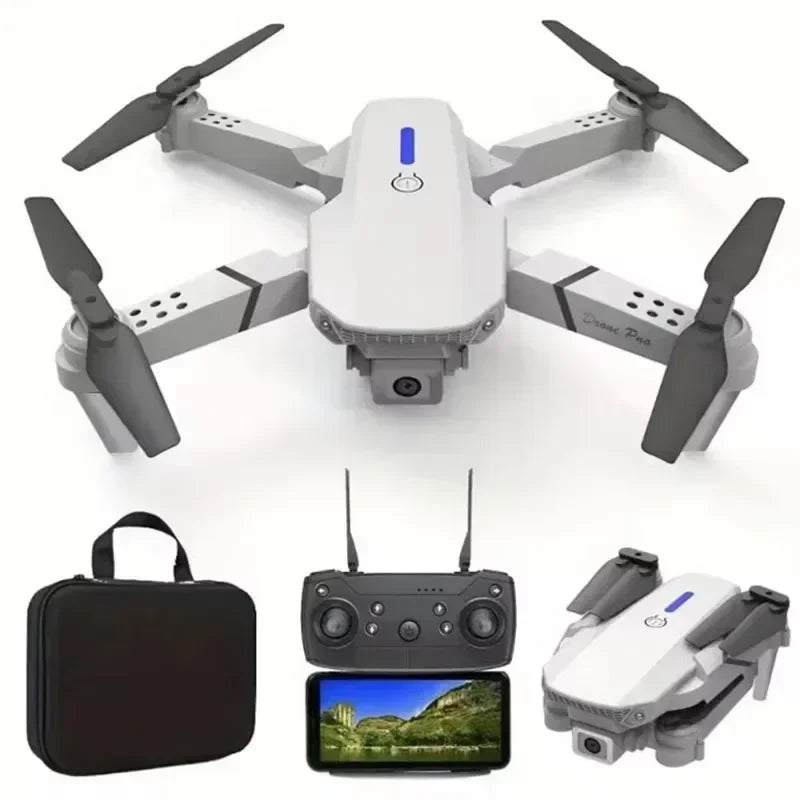 E88Pro 4K FPV Drone Foldable RC Helicopter with 1080P Dual HD Camera WiFi Height Hold for Professional Aerial Photography