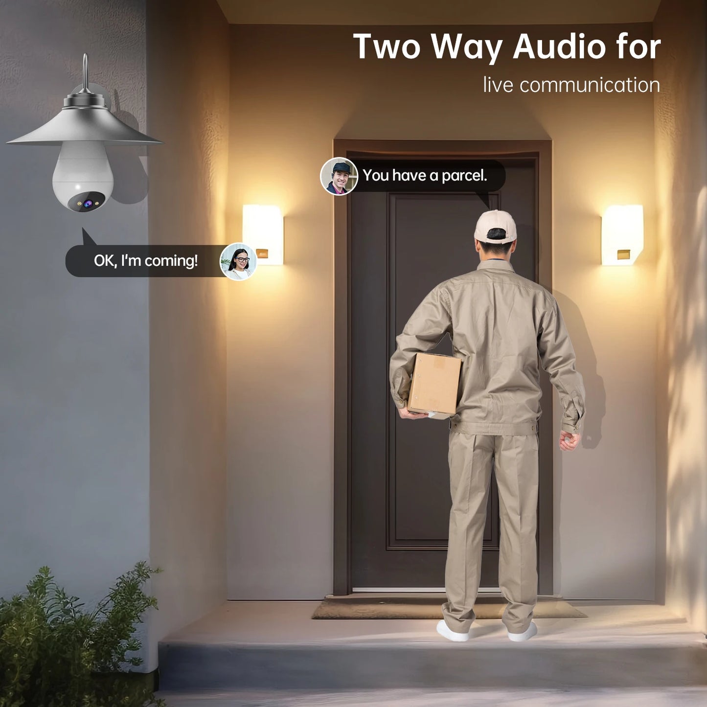 JOOAN 2K IP Camera Wifi E27 Bulb Surveillance Camera Home Auto Tracking Two Way Audio Security Baby Monitor Wireless CCTV Camera