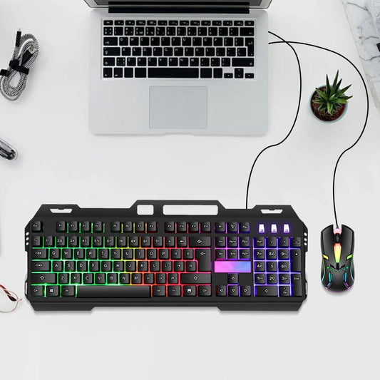 Wired Gaming Keyboard & Mouse Combo Set with Backlight Mechanical Feel Keyboard Mouse  Laptop  Computer Game and Work