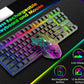 Wireless Gaming Keyboard and Mouse Combo,Rainbow Backlit Rechargeable 3800mAh Battery,87 Keys Mechanical Feel Keyboard