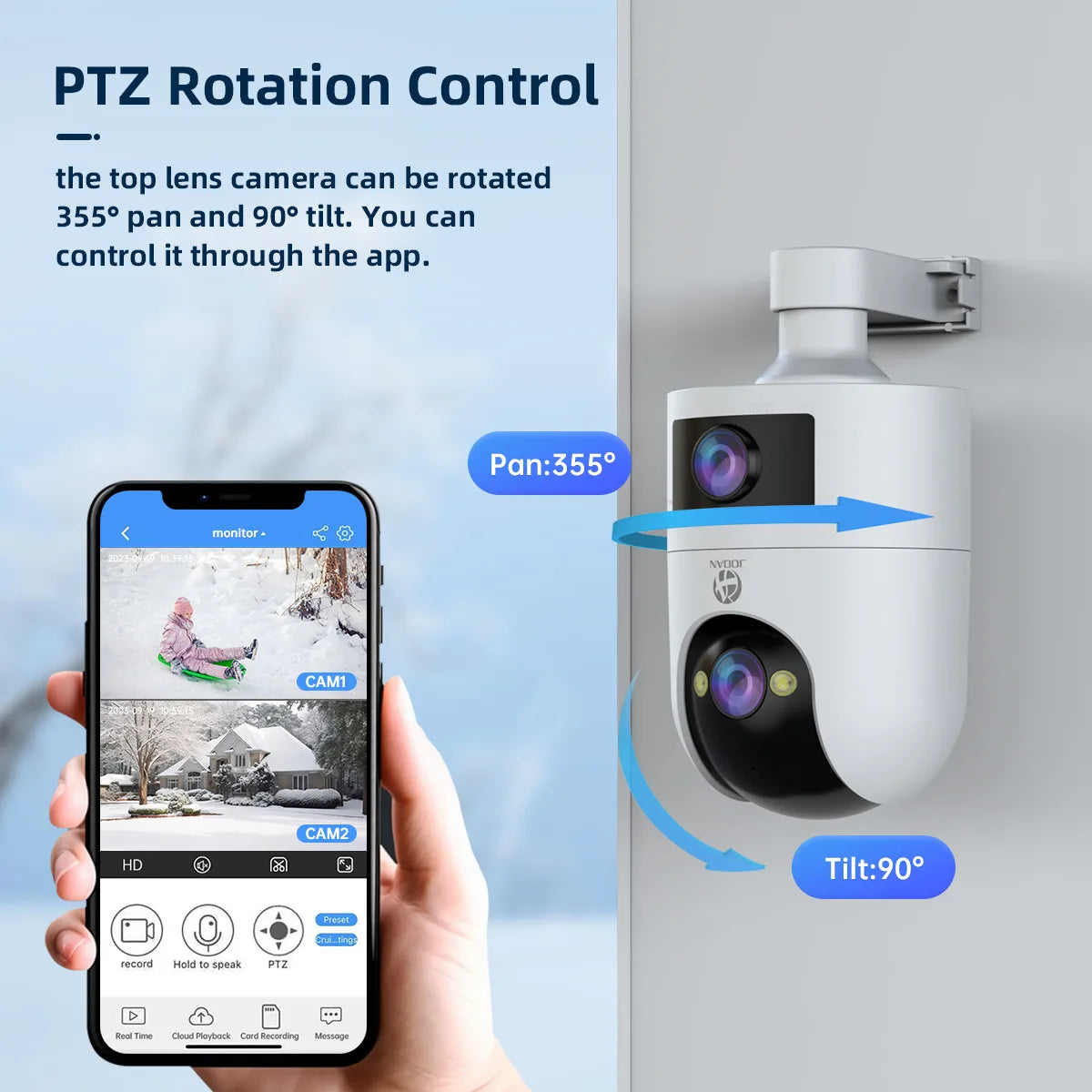 JOOAN 4K 6MP HD  PTZ Camera Outdoor Dual Lens Dual Screen AI Tracking 5G WIFI IP Camera Security CCTV Video Surveillance Cameras