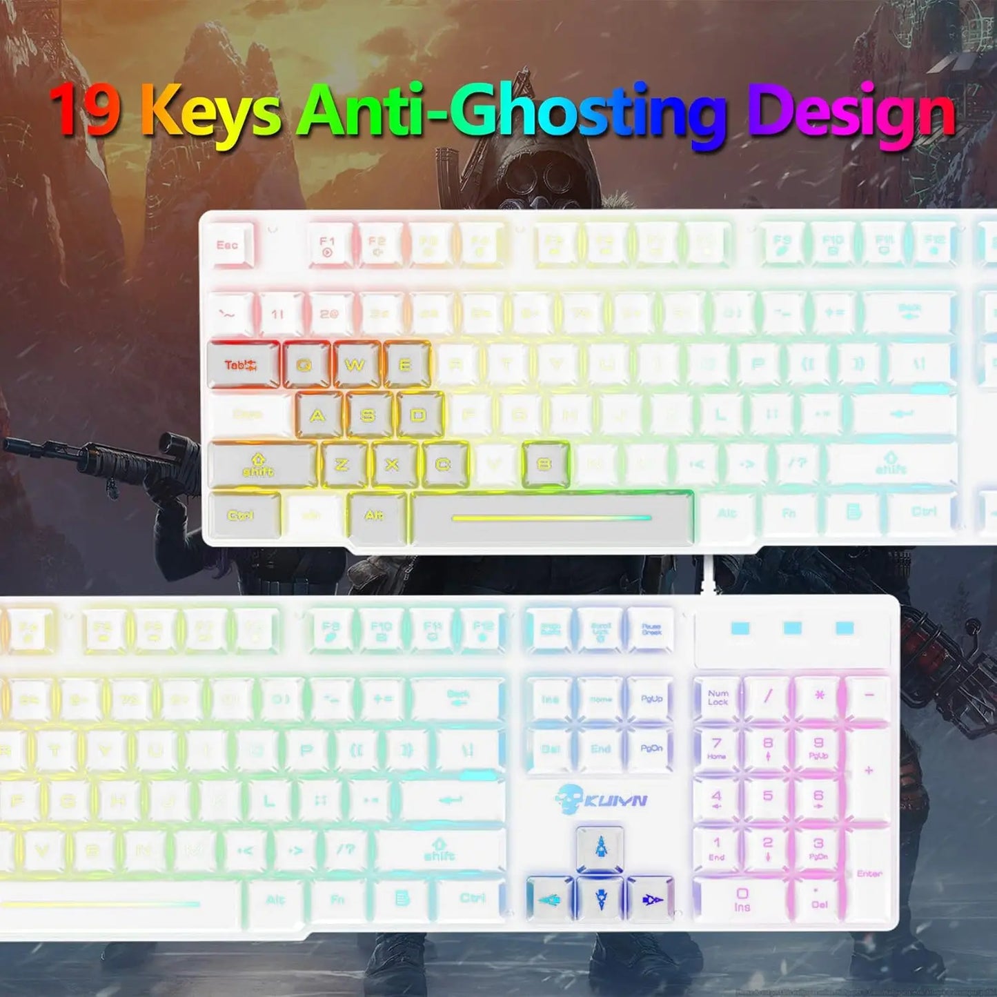 MAMBASNAKE x KUIYN T6 Wired Gaming Keyboard and Mouse Combo with Rainbow LED Backlight